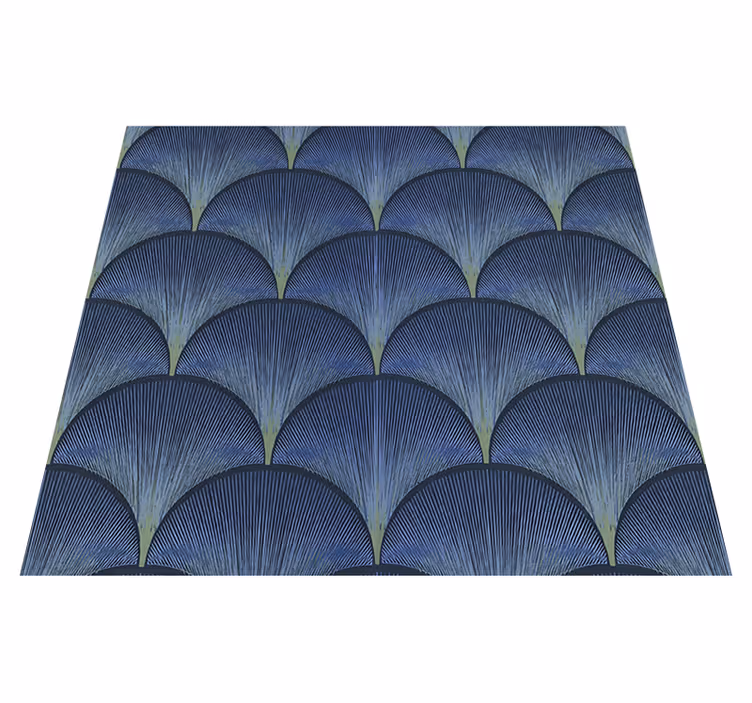Vintage vinyl rug 1920s art deco blue fans - TenStickers