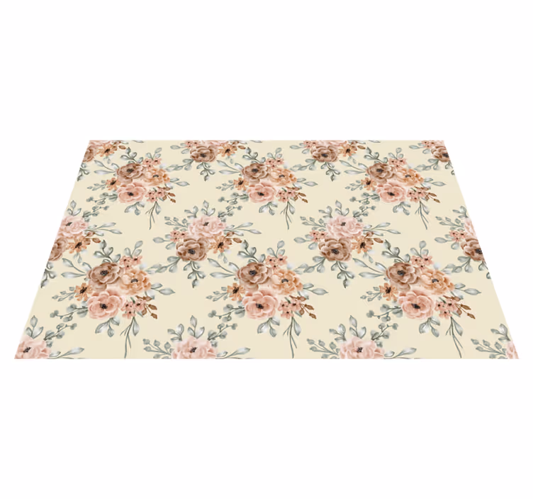 Vintage vinyl rug with romantic large rose painting - TenStickers