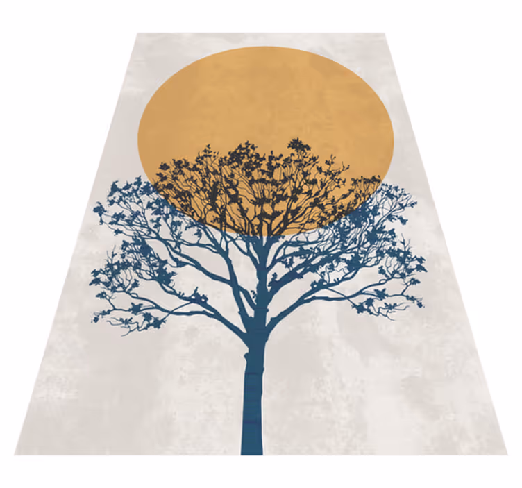 Flower vinyl rug with tree at sunrise - TenStickers