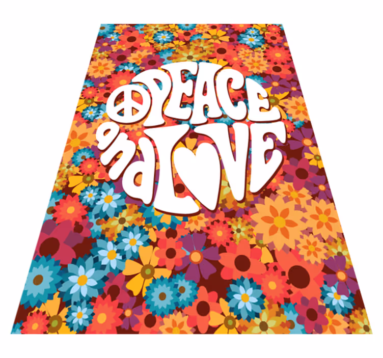 Peace and love flower vinyl rug - TenStickers