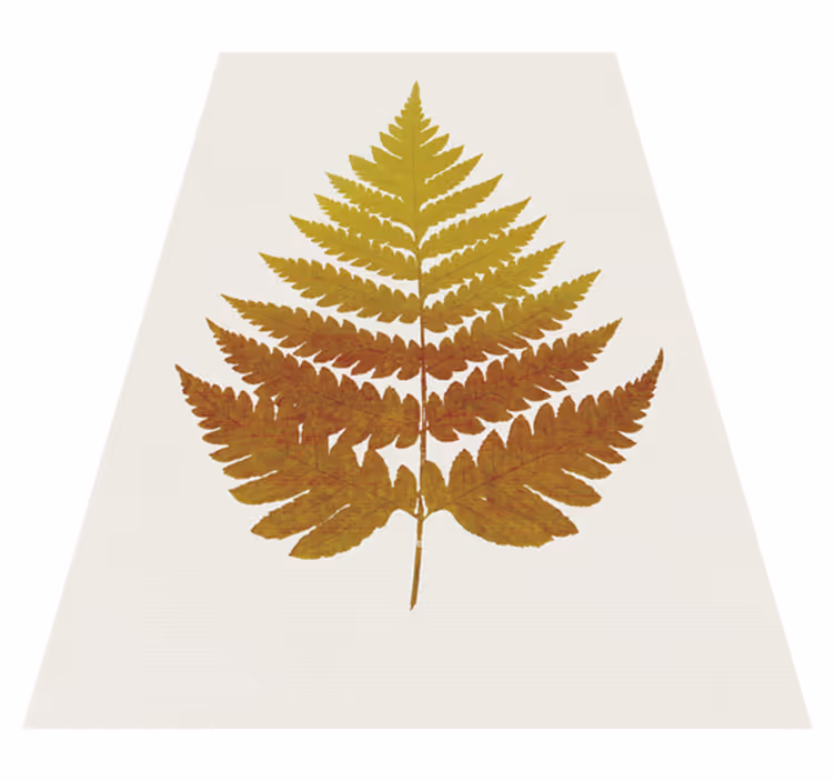 Flower vinyl rug with golden fern leaf design - TenStickers