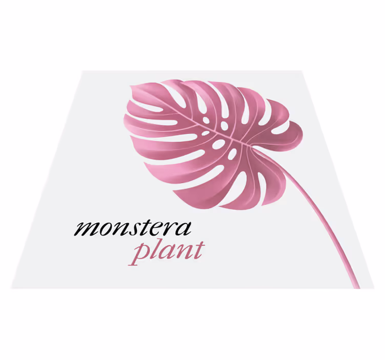 Custom vinyl rug pink minimalist monstera quadres 5 - TenStickers