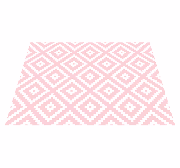 Textured vinyl rug in pink squares geometric pattern - TenStickers