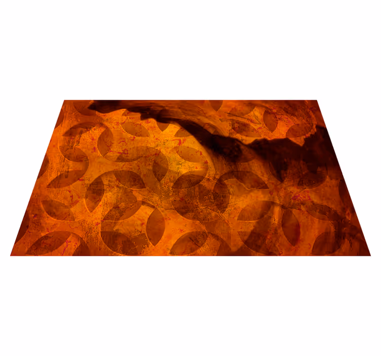 Geometric vinyl rug in abstract orange design - TenStickers