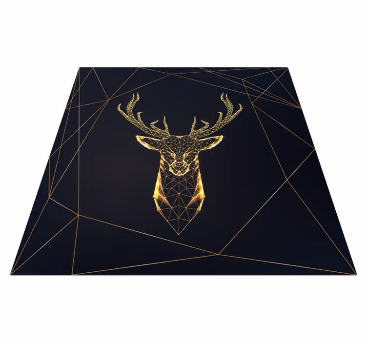 Geometric vinyl rug featuring a golden stag - TenStickers