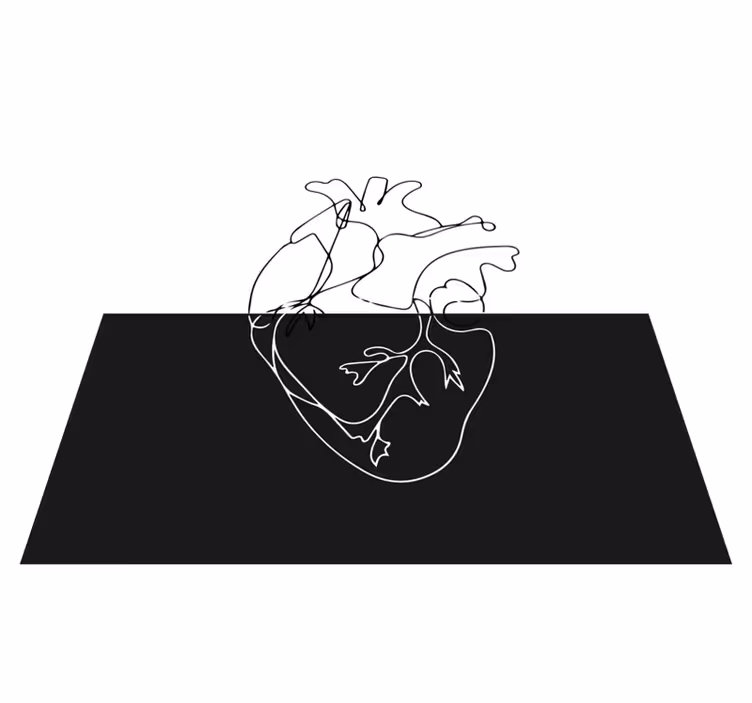 Geometric vinyl rug with heart line art design - TenStickers
