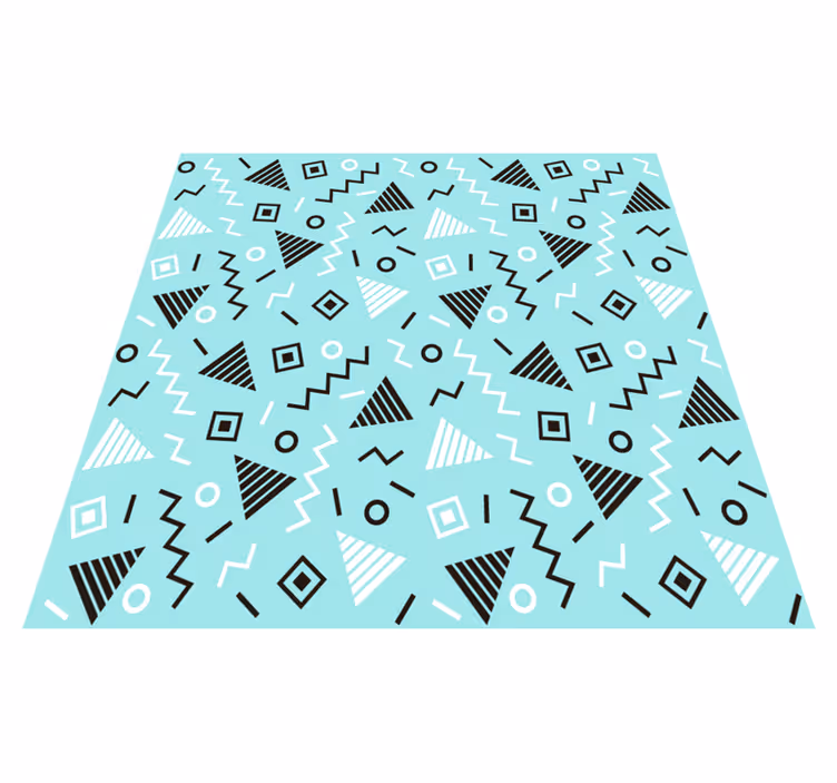 Geometric vinyl rug in 80s memphis design pattern - TenStickers