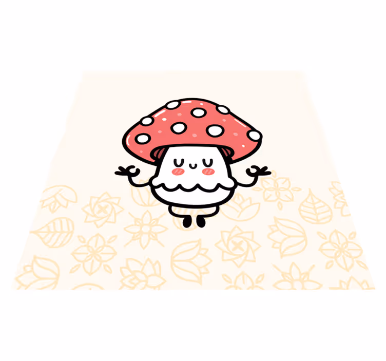 Kids vinyl rug cute funny happy mushroom - TenStickers