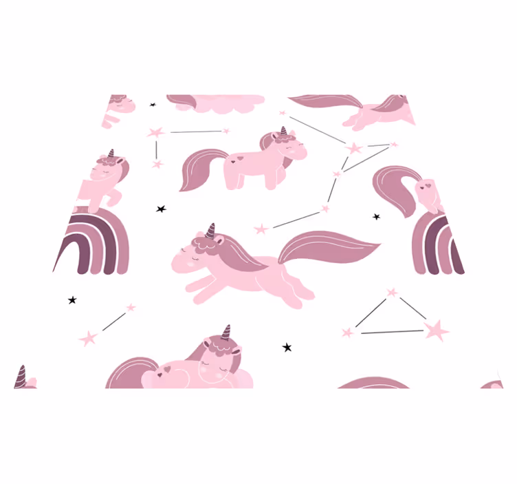 Kids vinyl rug featuring whimsical unicorns and stars - TenStickers