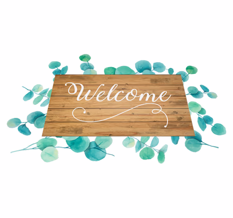 Eucalyptus text welcome entrance hall vinyl rug - TenStickers