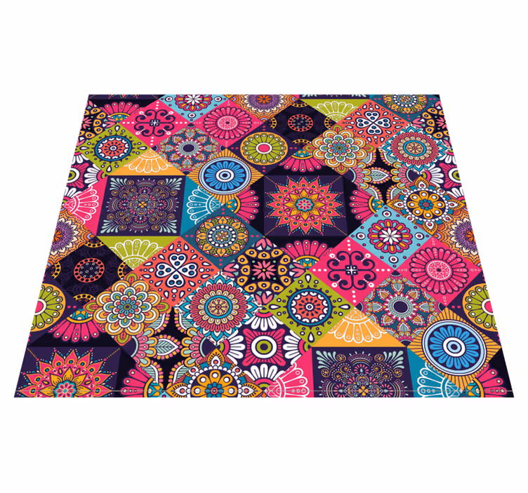 Living room vinyl rug dark mandala design - TenStickers