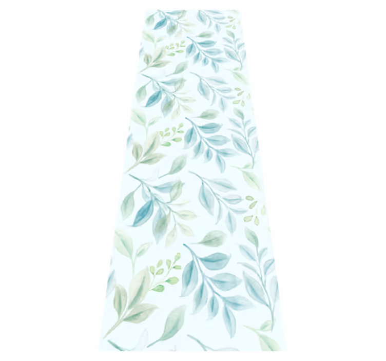 Living room vinyl rug with green slender leaves - TenStickers