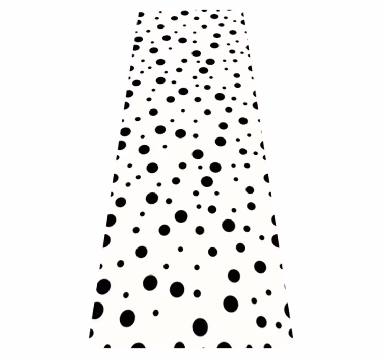 Living room vinyl rug with black polka dots on white - TenStickers