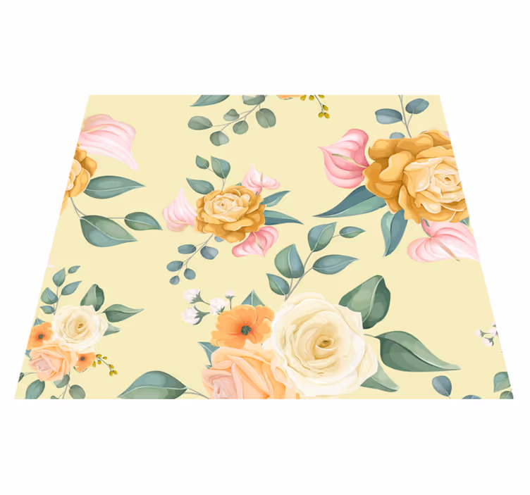 Living room vinyl rug with vintage yellow roses - TenStickers