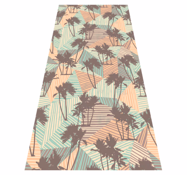 Living room vinyl rug with tropical palm triangles - TenStickers