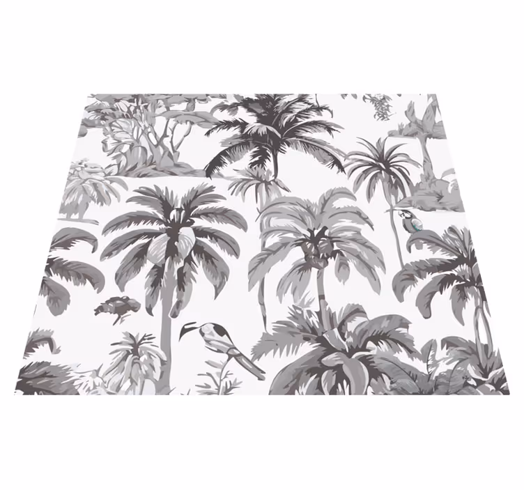 Gray vinyl rug with palm trees - TenStickers