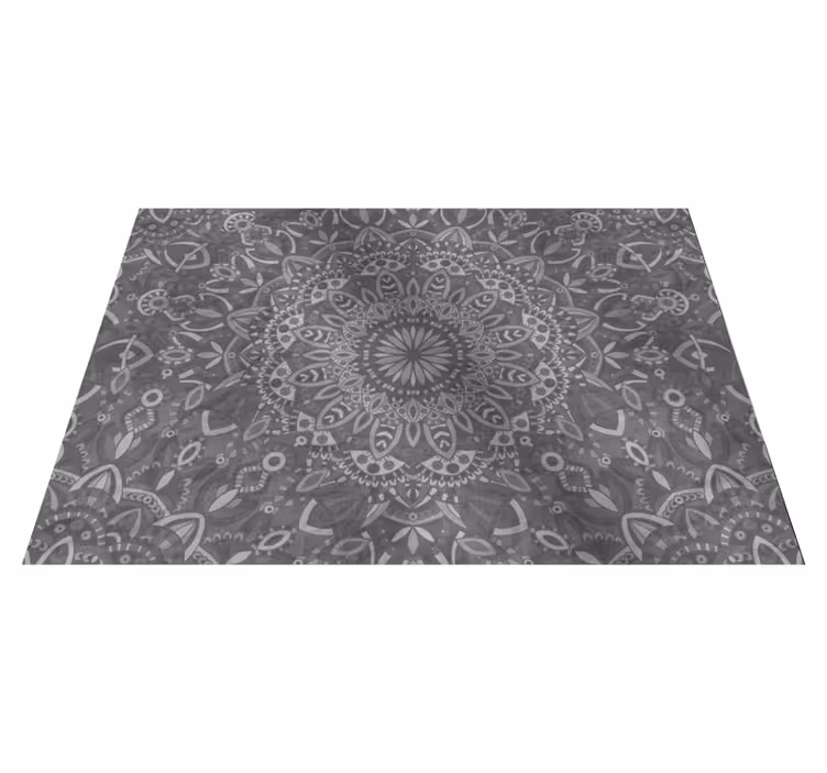 Gray vinyl rug with detailed mandala design - TenStickers