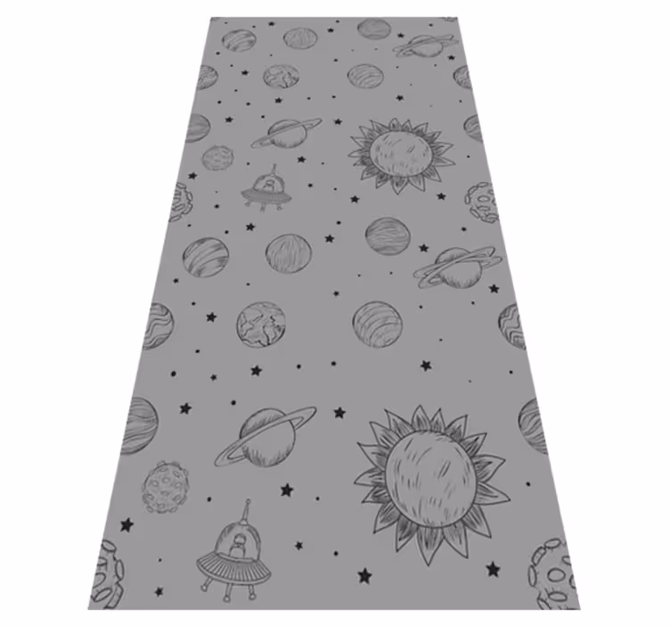 Gray vinyl rug space exploration design - TenStickers