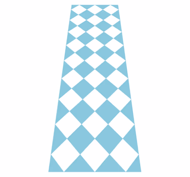 Hallway vinyl rug in blue and white checked design - TenStickers