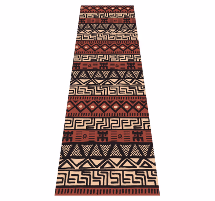 Hallway vinyl rug tribal pattern in dark red - TenStickers