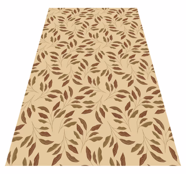 Beige vinyl rug with leafy elegance - TenStickers