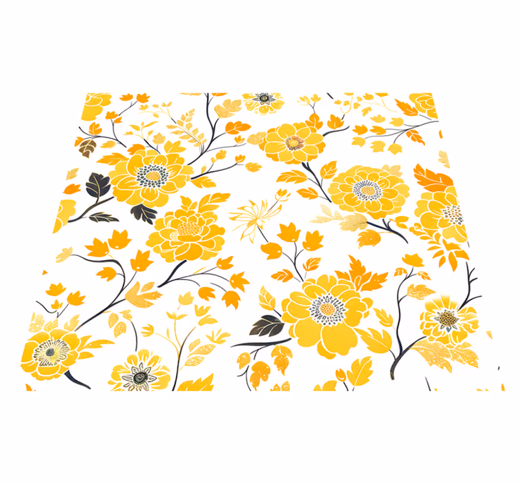 Yellow vinyl rug in japanese design - TenStickers