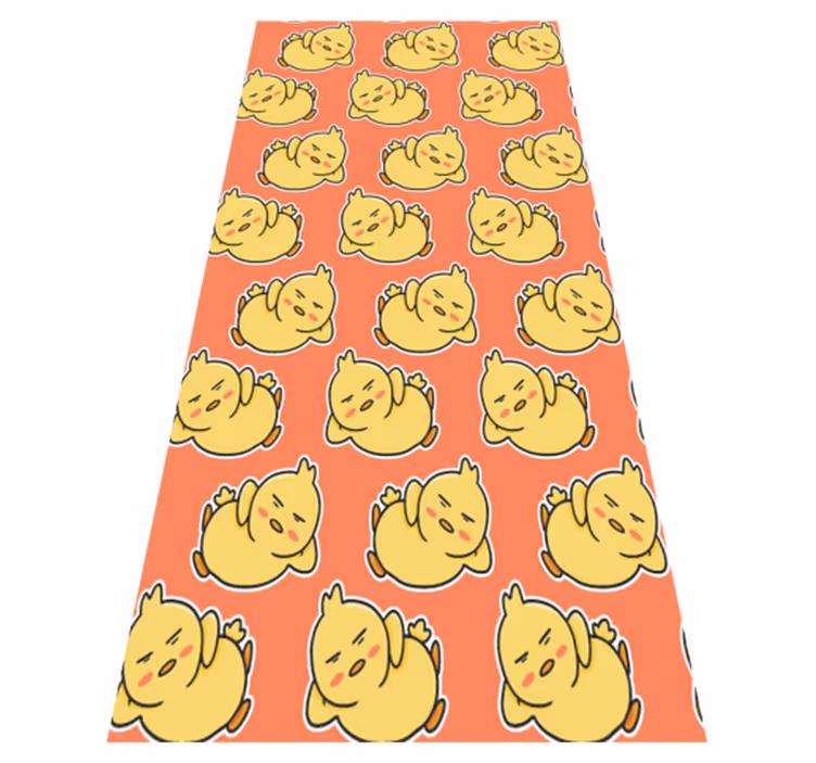 Yellow vinyl rug with cute chick pattern 6 - TenStickers