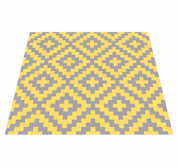 Yellow vinyl rug with grey and yellow triangles - TenStickers
