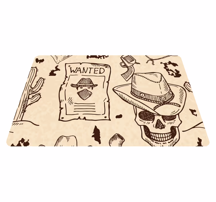 Brown vinyl rug featuring western icons laptop - TenStickers