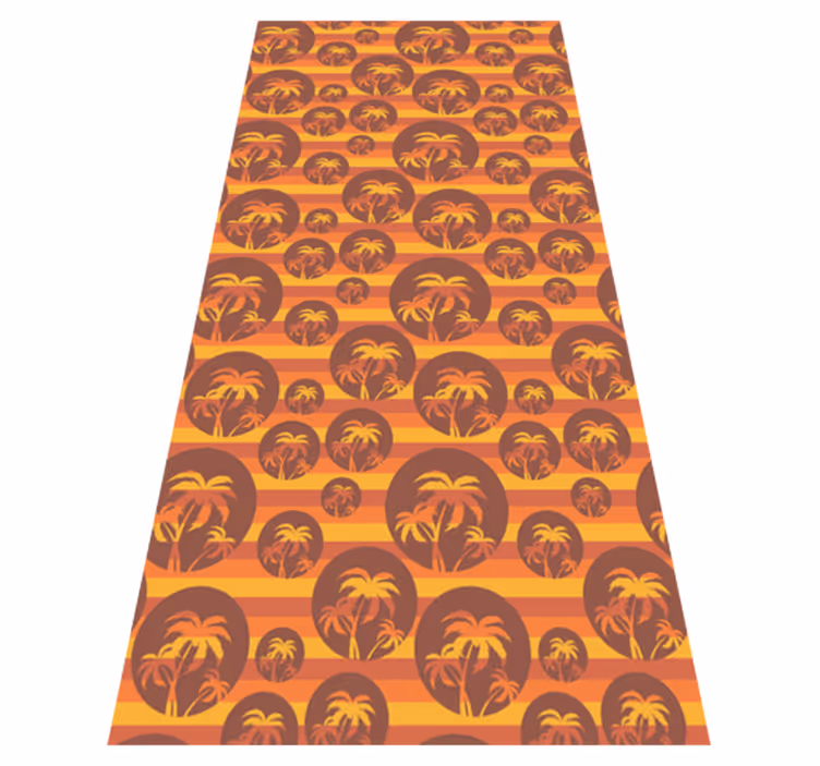 Brown vinyl rug retro sunset and palms mat - TenStickers