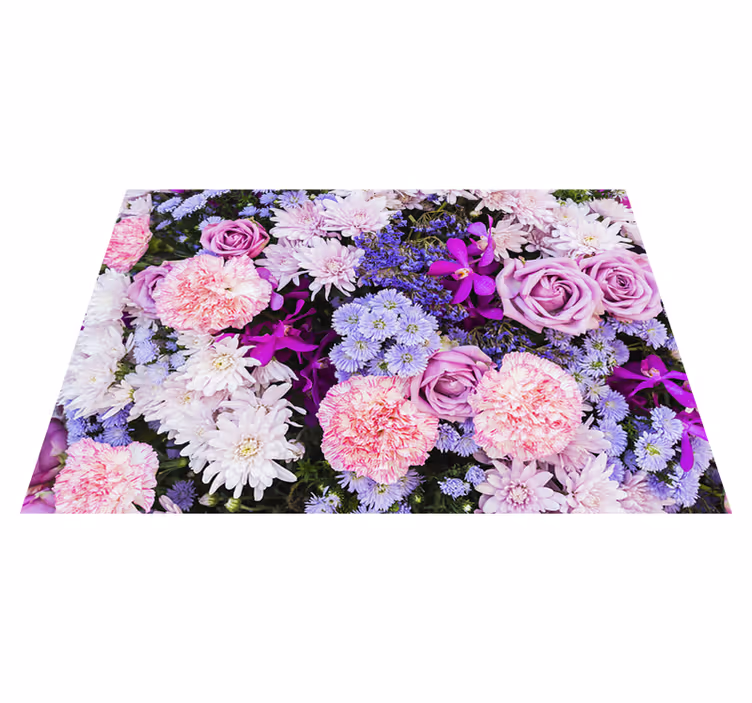 Purple vinyl rug with floral wallpaper design - TenStickers
