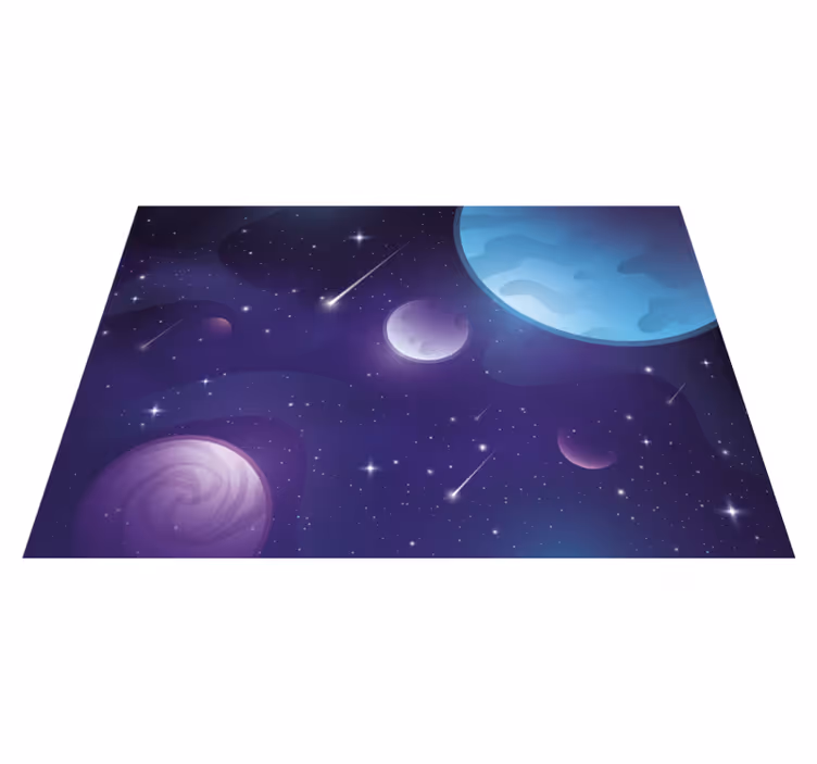 Purple vinyl rug in a mystical space with falling stars - TenStickers