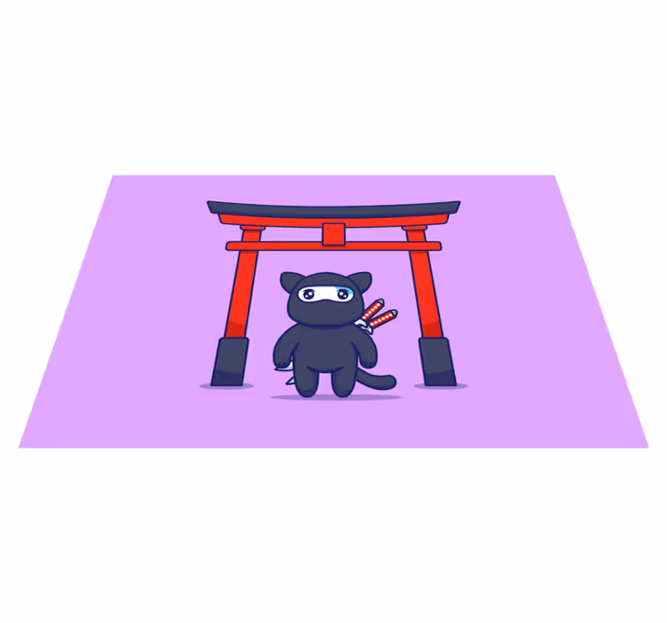Purple vinyl rug with stealthy feline design - TenStickers