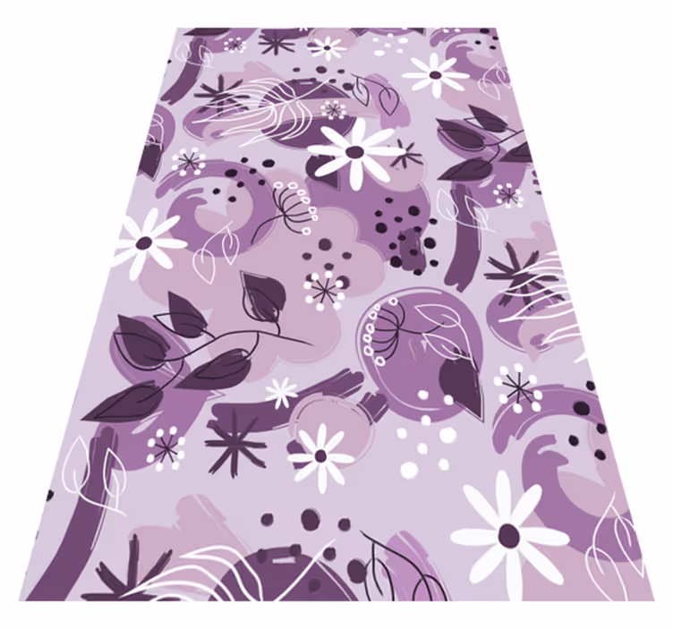 Purple vinyl rug with various purple flowers - TenStickers