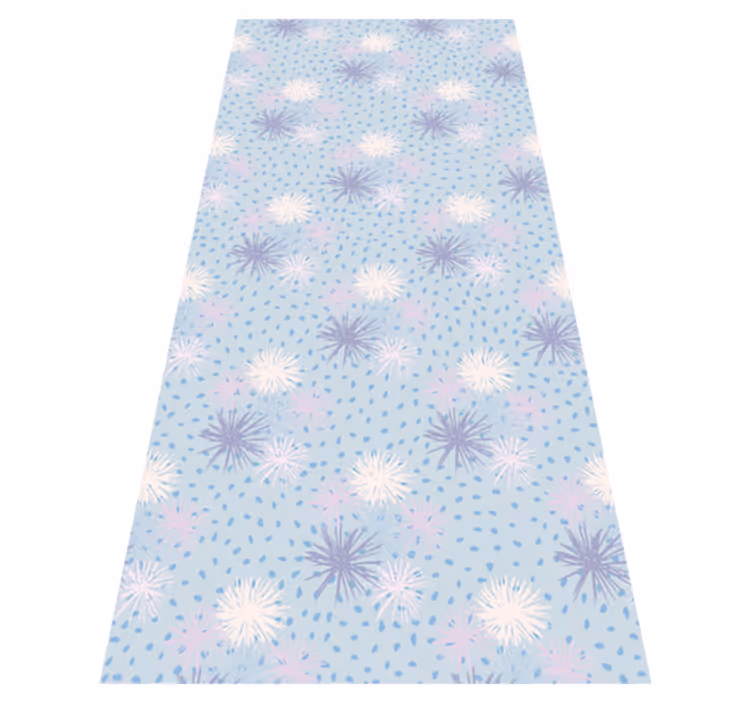 Purple vinyl rug dandelion with water droplets - TenStickers