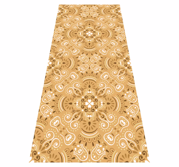 Orange vinyl rug with vintage beige pattern - TenStickers
