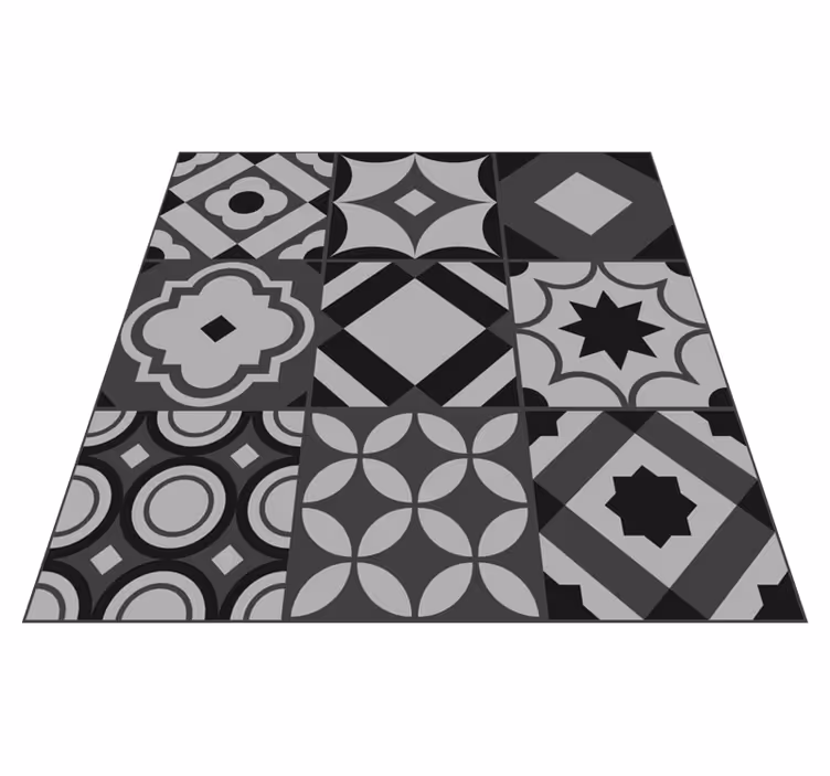 Black vinyl rug black tiles - TenStickers