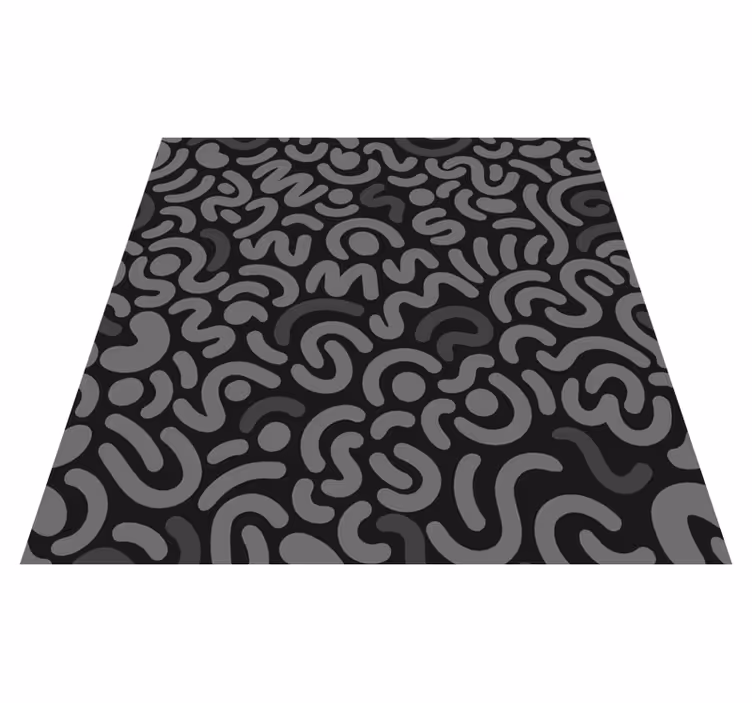 Black vinyl rug with abstract black curved lines - TenStickers