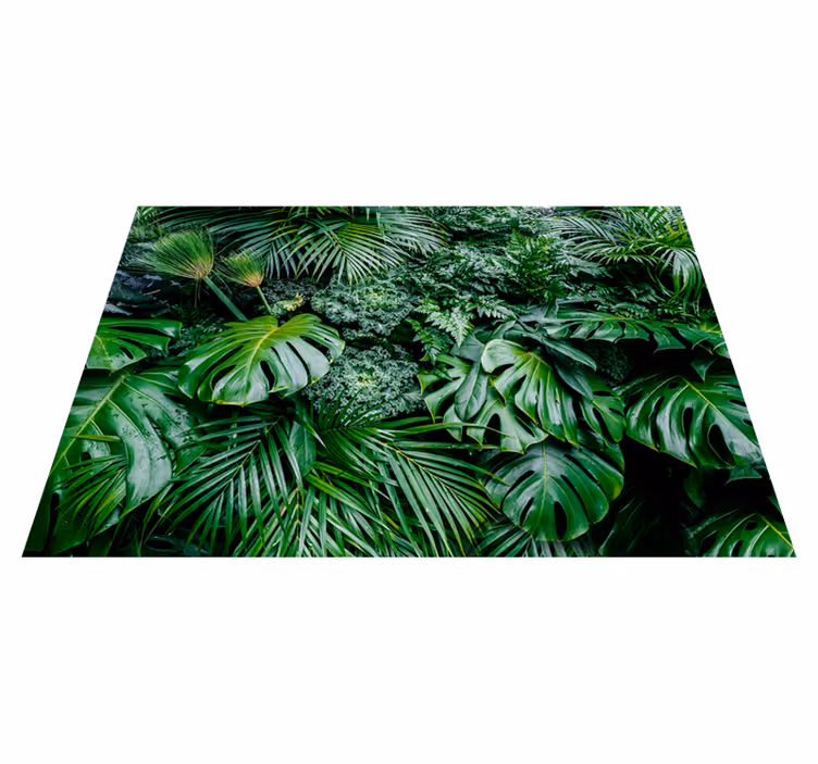 Green vinyl rug wallpaper sunny jungle - TenStickers