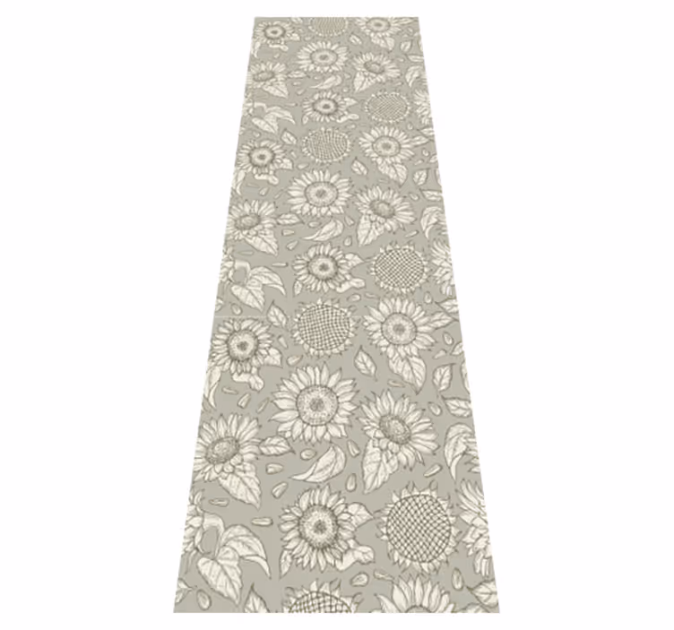 Green vinyl rug with gray sunflowers - TenStickers