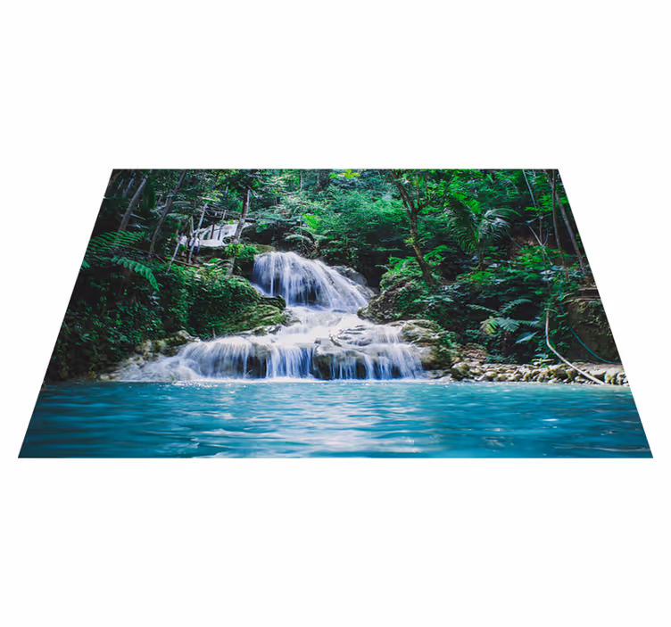 Green vinyl rug in tropical wallpaper design - TenStickers