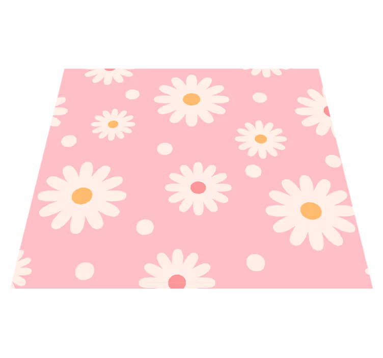 Outdoor vinyl rug with vintage pink daisy design - TenStickers