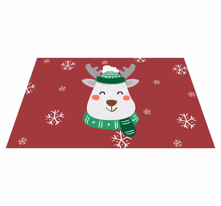 Red vinyl rug with christmas deer for kids - TenStickers