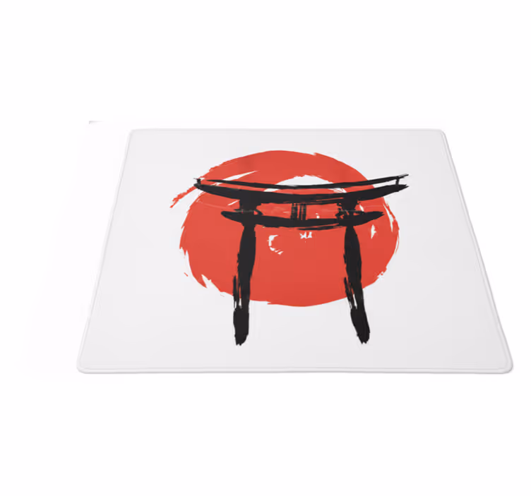 Red vinyl rug japanese painted gate design - TenStickers