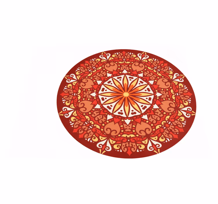 Red vinyl rug with colorful luxury mandala design - TenStickers