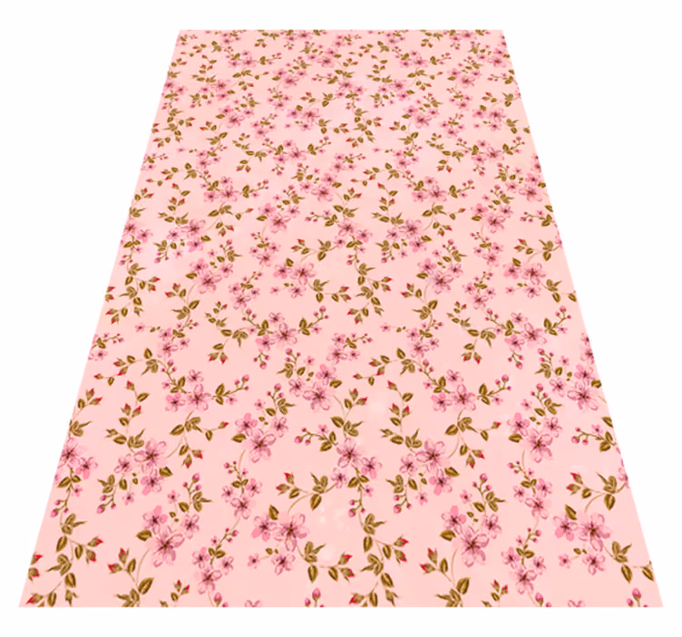 Pink vinyl rug with watercolor pink flowers - TenStickers