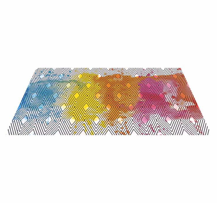 Multicolor Geometric Pattern modern vinyl rug - TenStickers