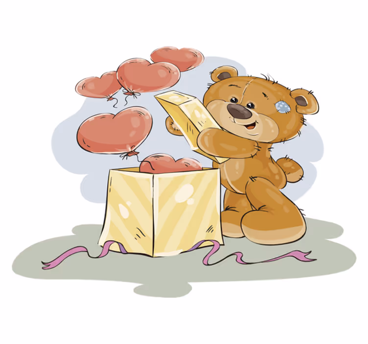Vinyl rug for kids Bear in Love - TenStickers