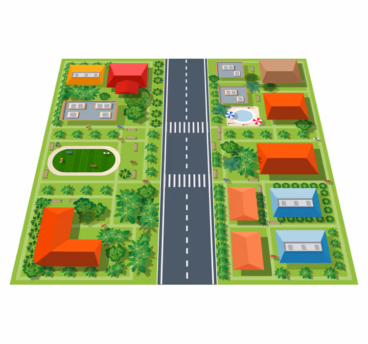 Playful Townscape playroom rug - TenStickers