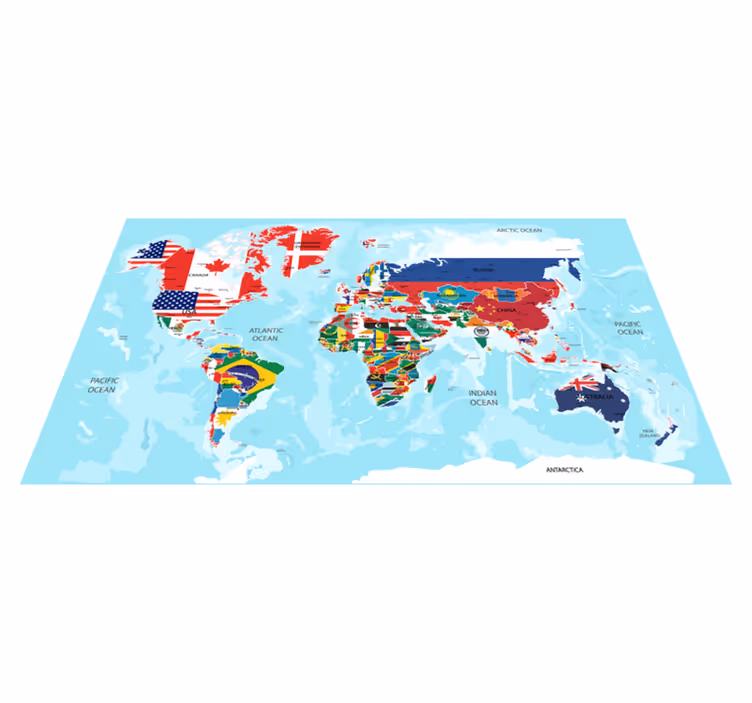 World Flags Map vinyl rug - TenStickers